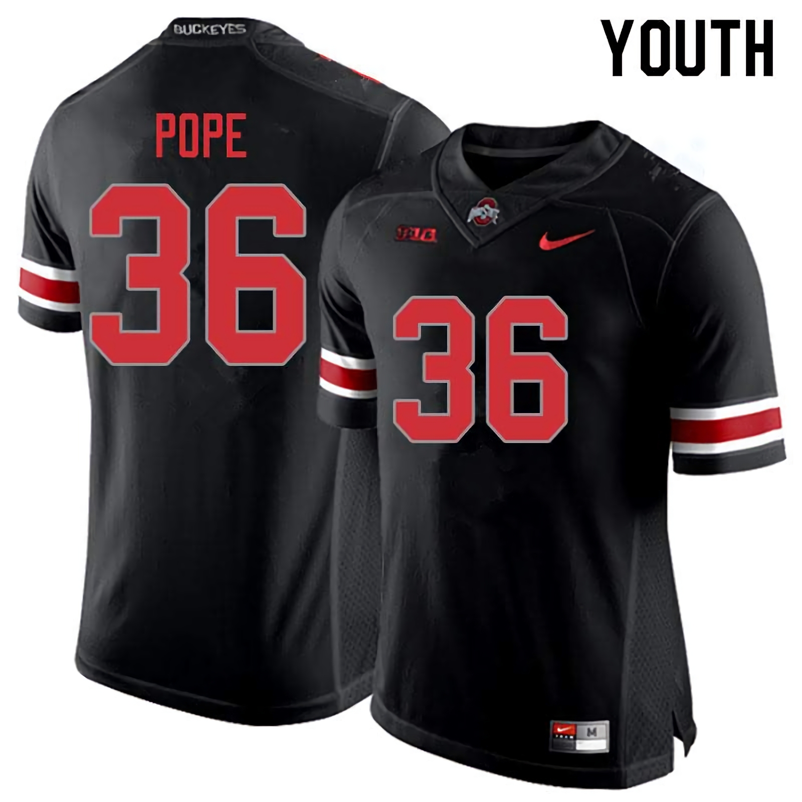 K'Vaughan Pope Ohio State Buckeyes Youth NCAA #36 Nike Blackout College Stitched Football Jersey GMF7556FA
